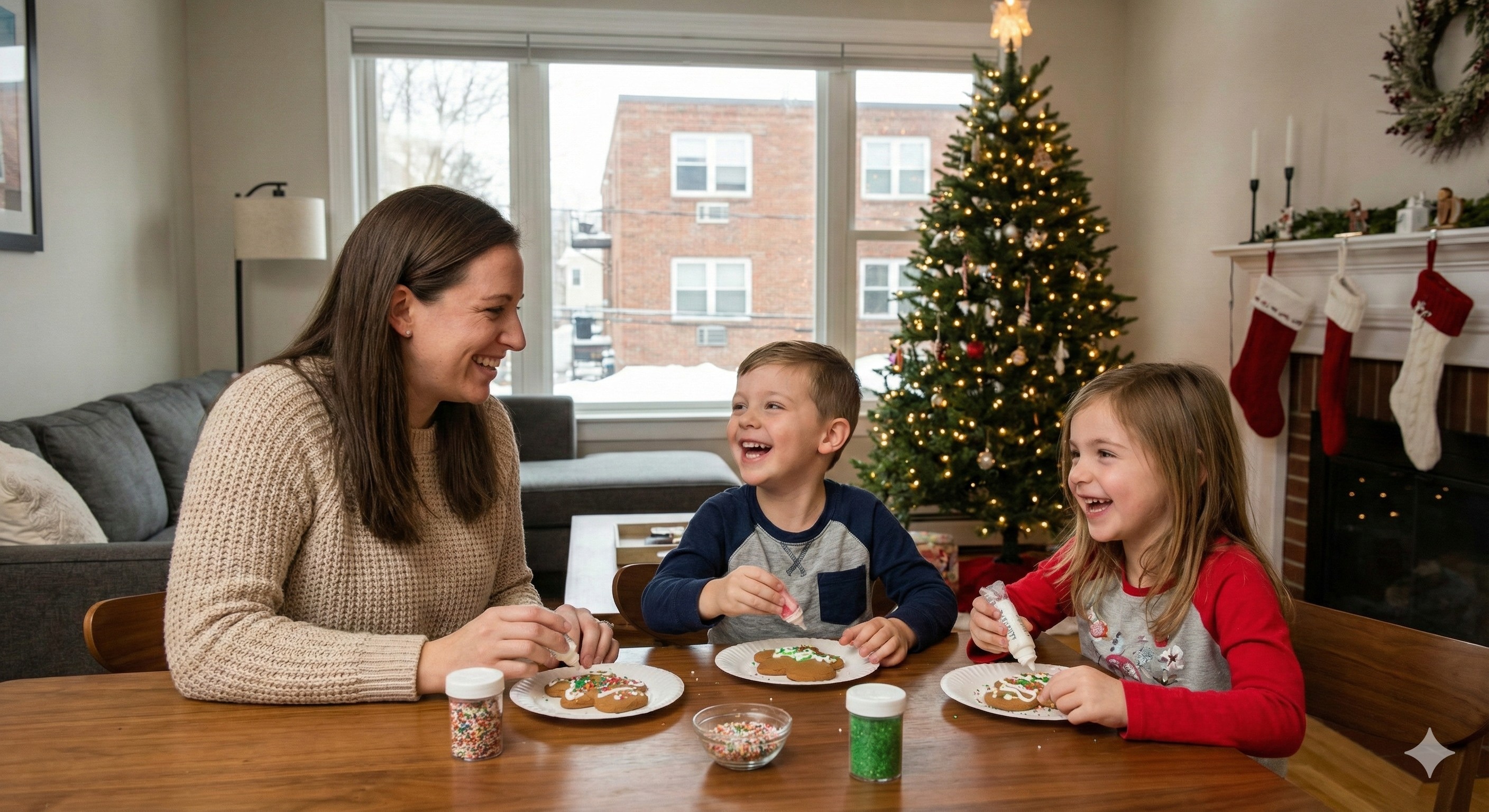 Happy children with trusted Sitter Club caregiver during holiday care