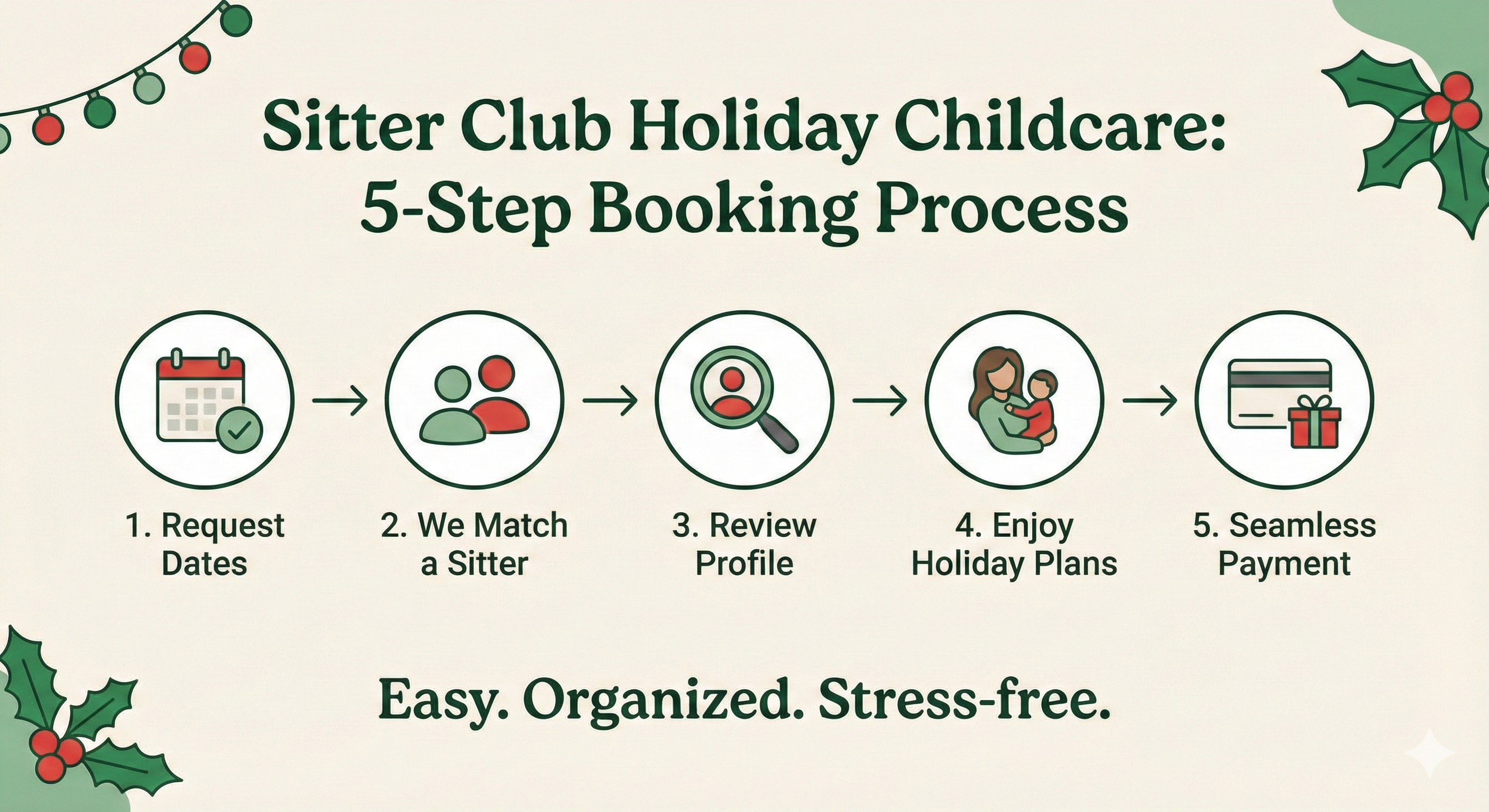 Easy 5-step booking process for Sitter Club holiday childcare